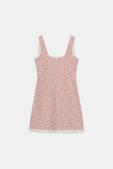 SHORT TEXTURED DRESS - Pink / White by Zara - Image 7