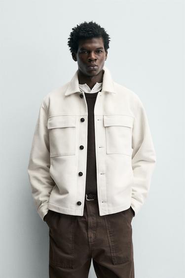 CAMISA AMPLA EFEITO SUEDE - Branco-marfim da Zara