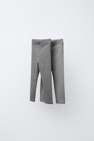 TWO-PACK OF PLAIN AND PRINTED LEGGINGS - Dark grey by Zara