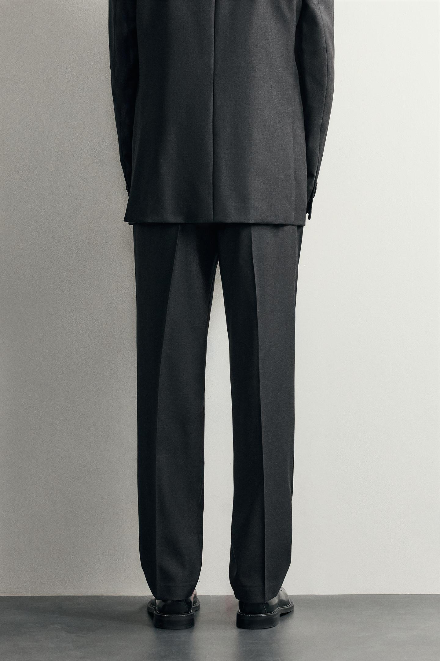 Мужские брюки Zara 100% Wool Suit, цвет: Антрацитовый серый — фото 3