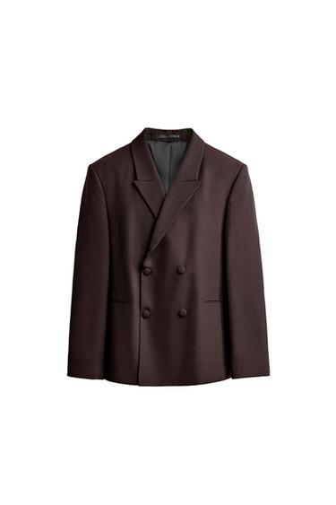 BLAZER CRUZADO DE TERNO - Marrom-escuro da Zara