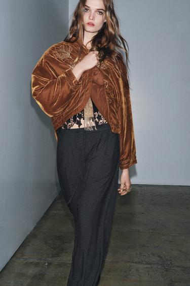 QUILTED KIMONO WITH EMBROIDERY - Toffee by Zara