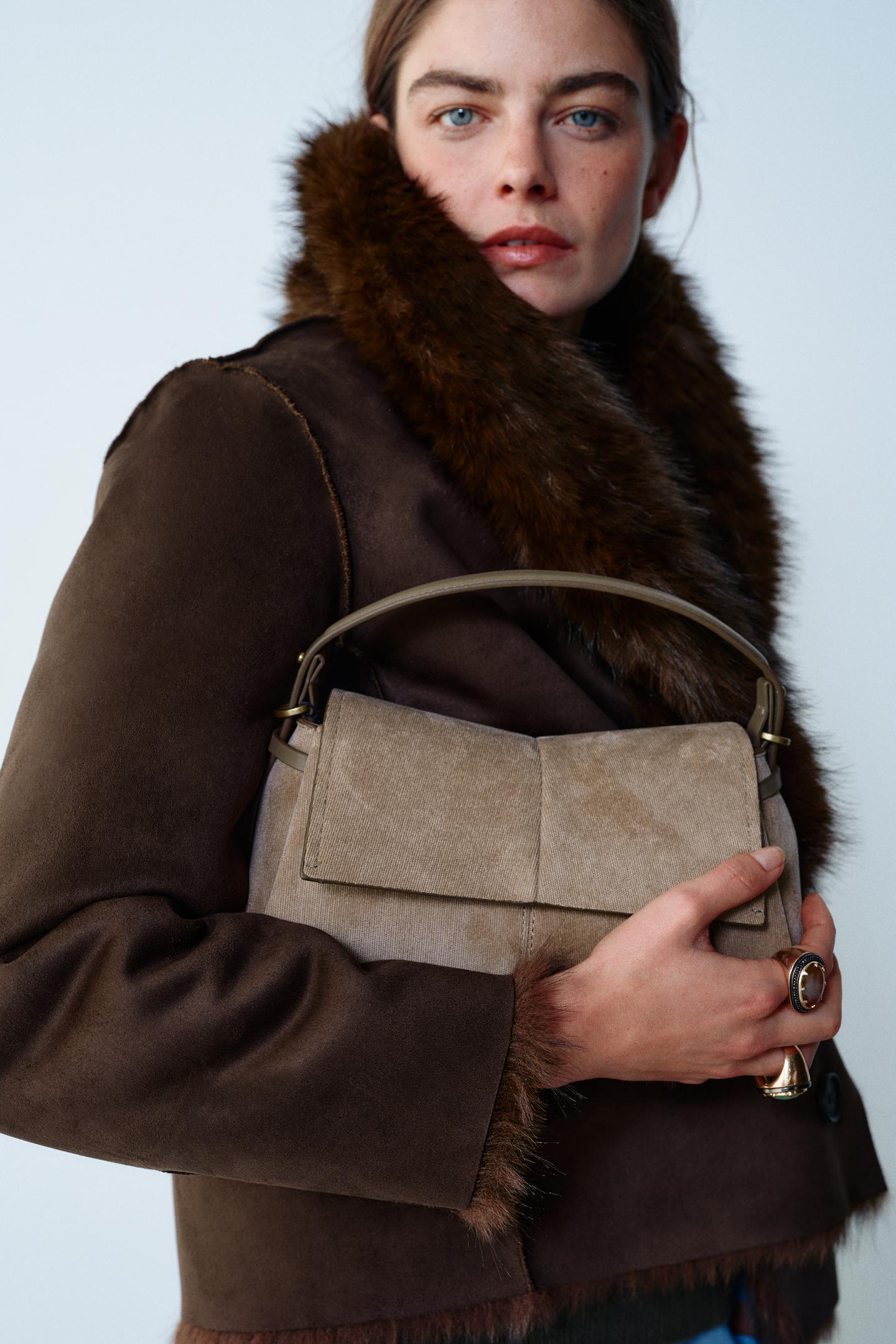 Женская сумка Zara Flap Crossbody, цвет: Серо-коричневый серый — фото 1