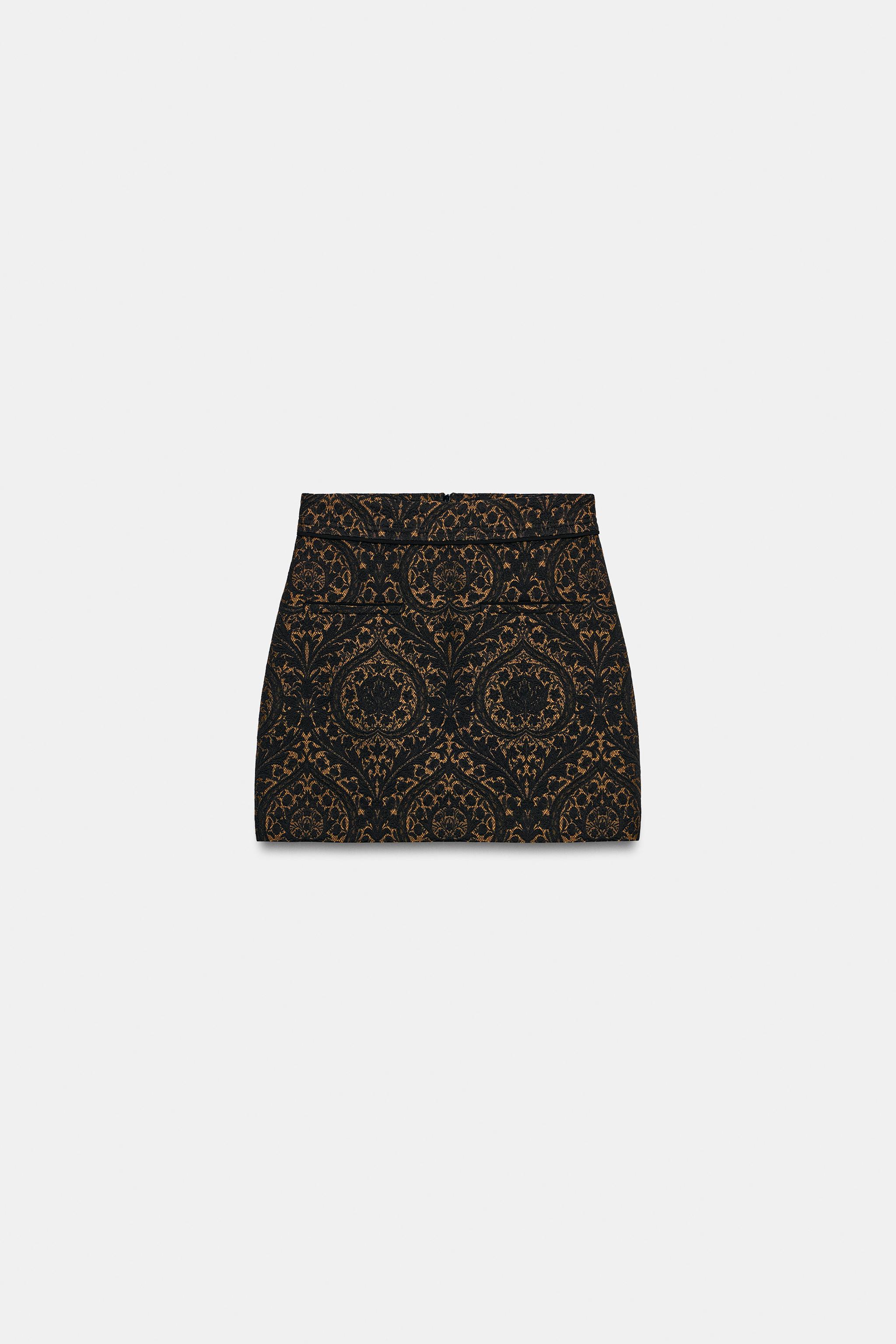マークジェイコブス コレクションライン シルクプリントスカート　サイズ2 JACQUARD ZW COLLECTION SKIRT - Black | ZARA United States