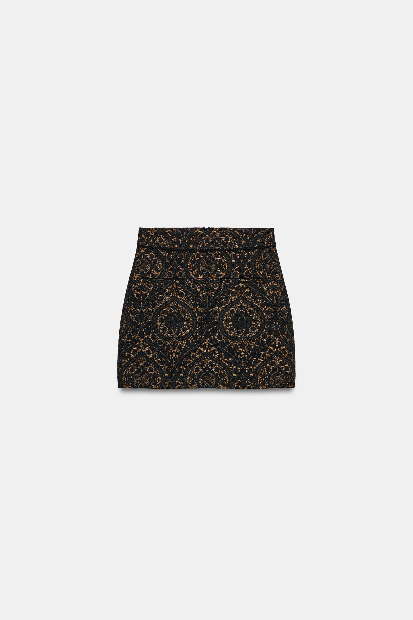 Женская юбка Zara Jacquard ZW Collection, цвет: Чёрный — фото 4