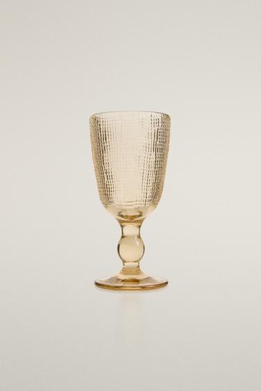 RAISED DESIGN WINE GLASS - Brown by Zara