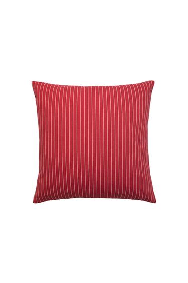Zara STRIPED COTTON THROW PILLOW COVER | KATHARINE POLE - Ecru / Red