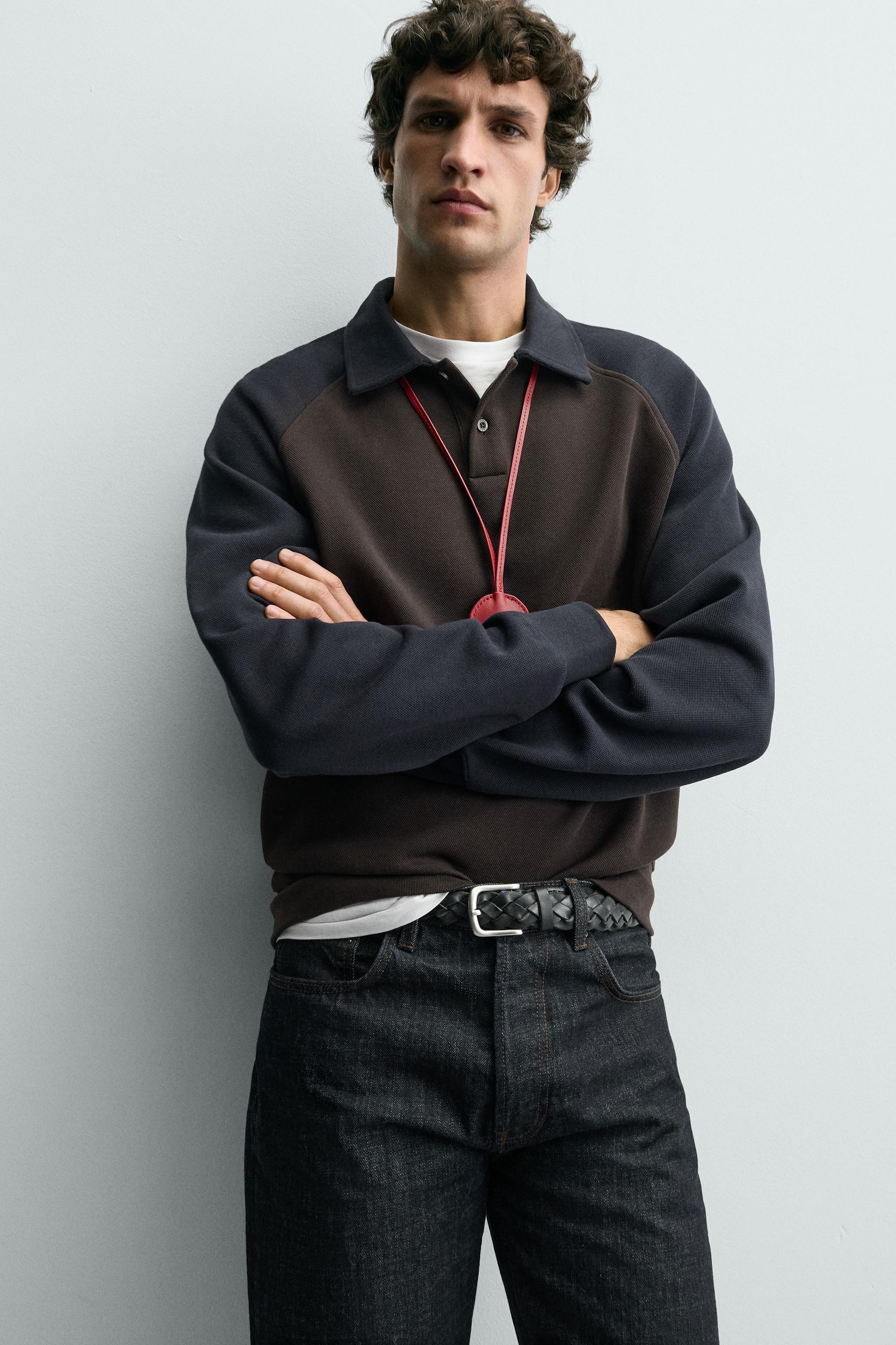 COLOR BLOCK RAGLAN SLEEVE POLO SHIRT