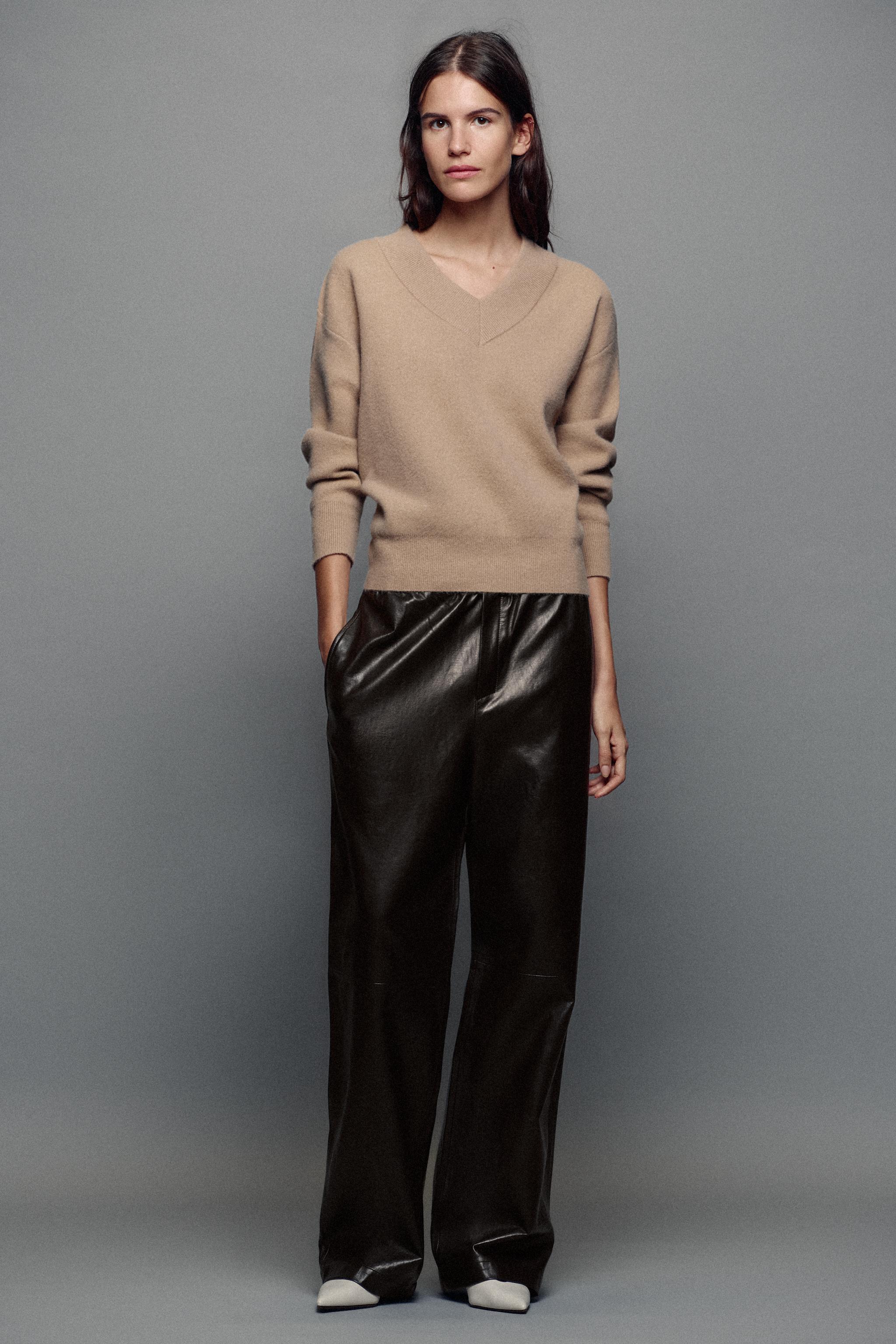 ZW COLLECTION フェイクレザー ジョガーパンツ - ブラウン | ZARA