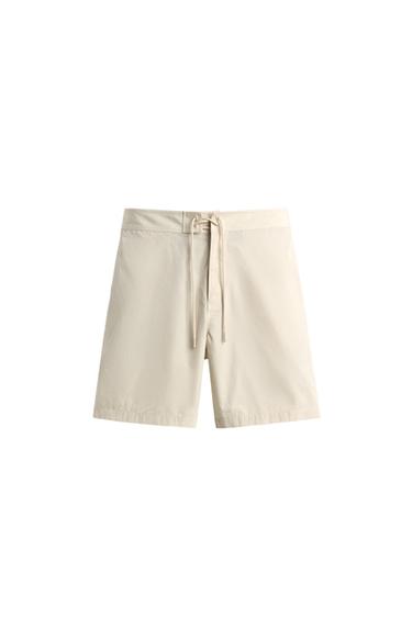 LONG DRAWSTRING SWIM SHORTS - Ecru by Zara