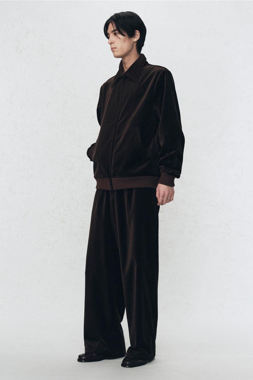 RELAXED FIT VELVET TROUSERS SOSHIOTSUKI X ZARA - Brown | ZARA Spain