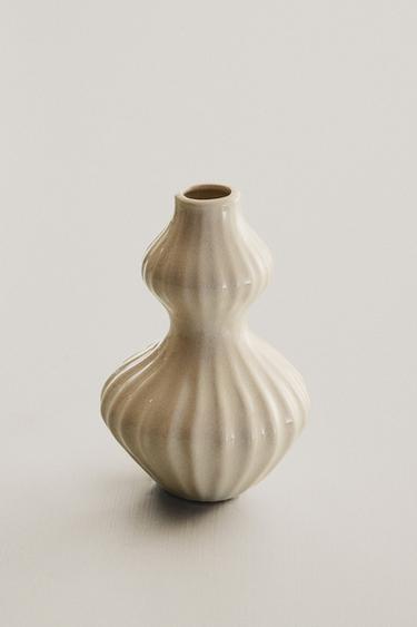 Zaras LITEN EMALJERAD KERAMIKVAS MED RÄNDER - Krämfärg