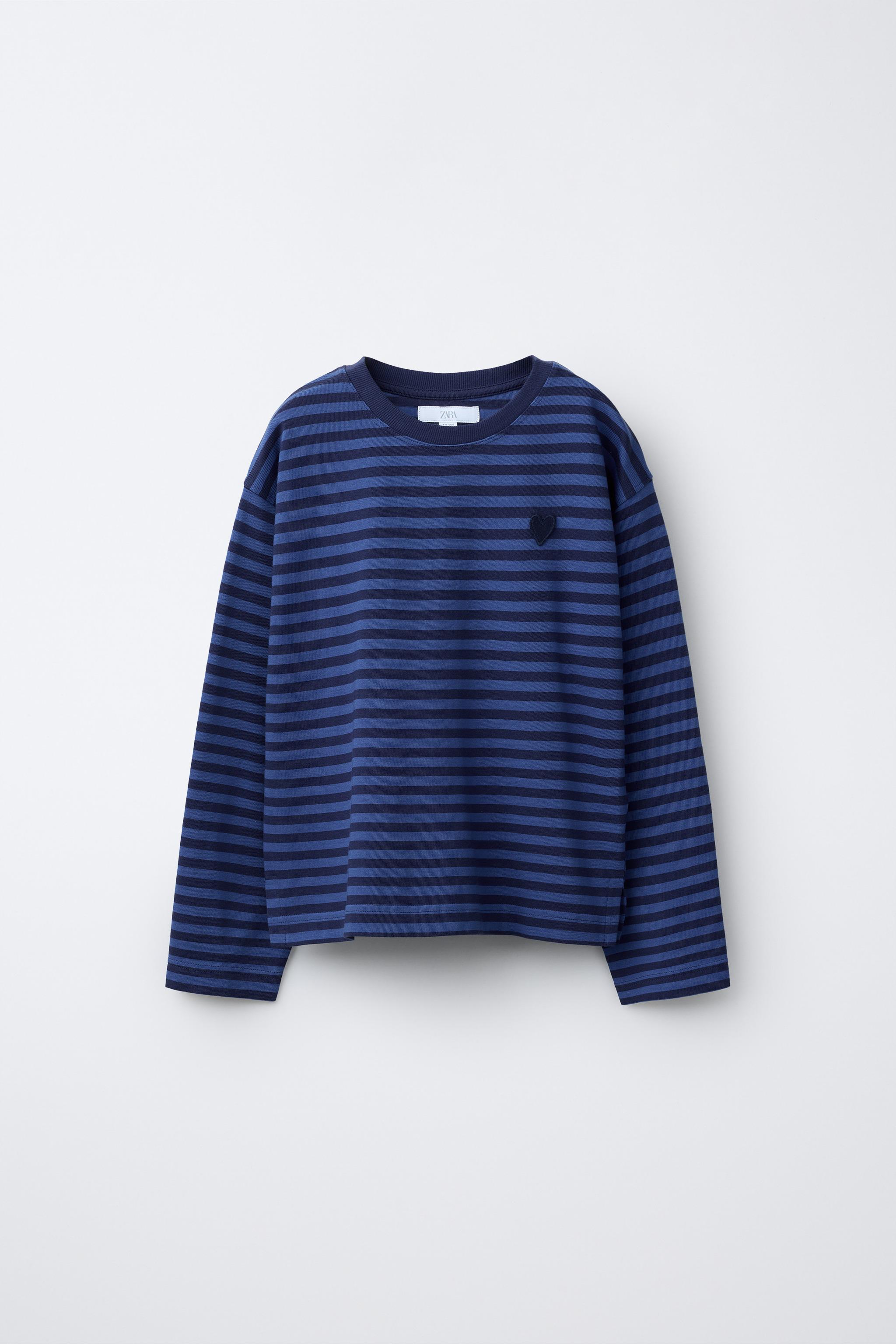 STRIPED EMBROIDERED HEART T-SHIRT
