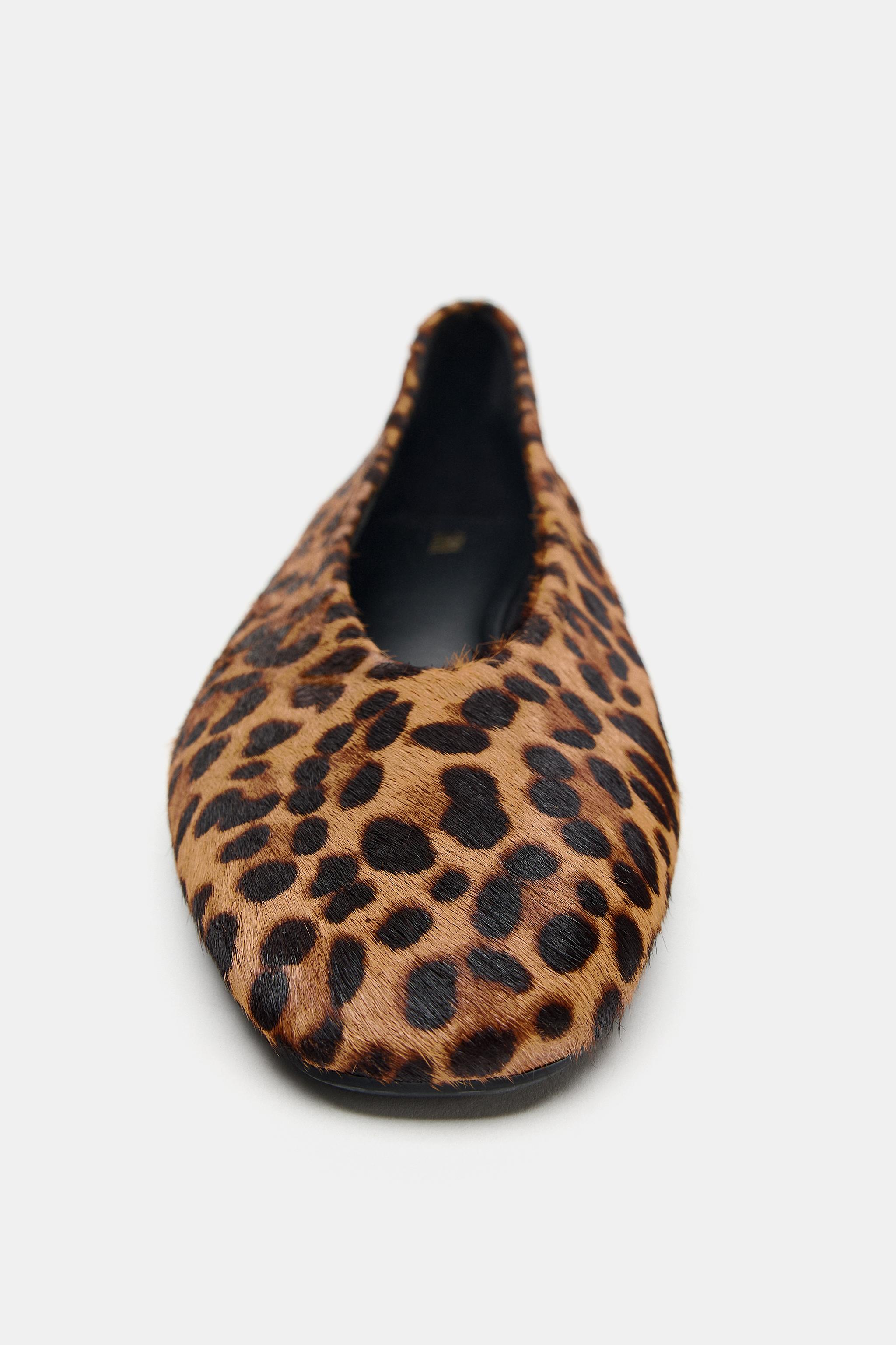 Обувь Zara TEXTURED LEATHER PRINTED BALLET FLATS — фото 5