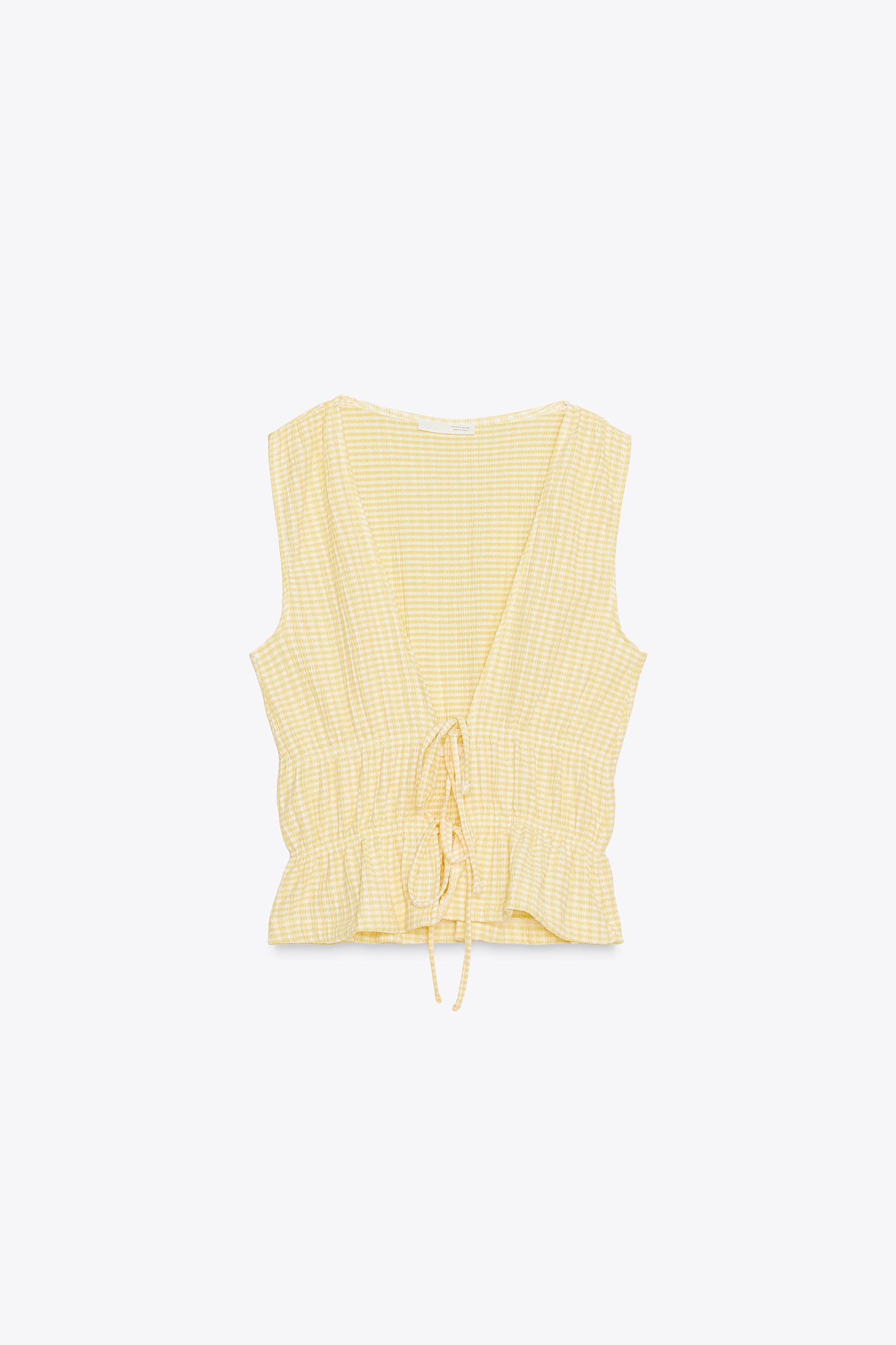 GINGHAM TIE TOP - Blue / White | ZARA United States