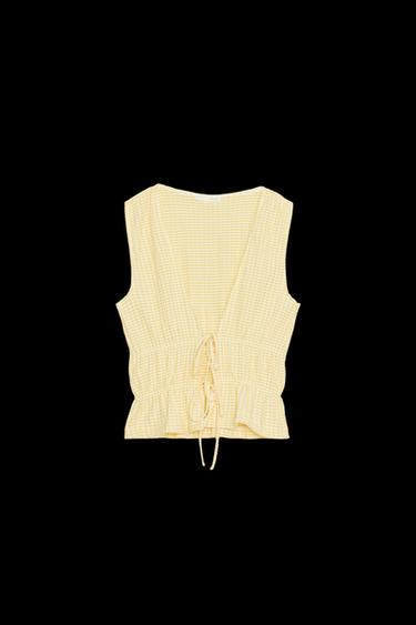 Zara GINGHAM TIE TOP - Printed - Image 0