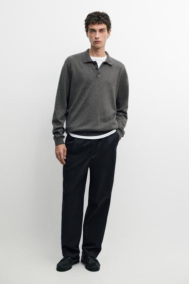 Zara 100% cotton knit polo sweater - Anthracite Gray - Image 0