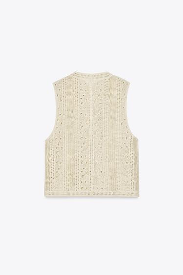 CROCHET TANK TOP WITH KNOTS X FANGLU LIN - Oyster-white by Zara - Image 5