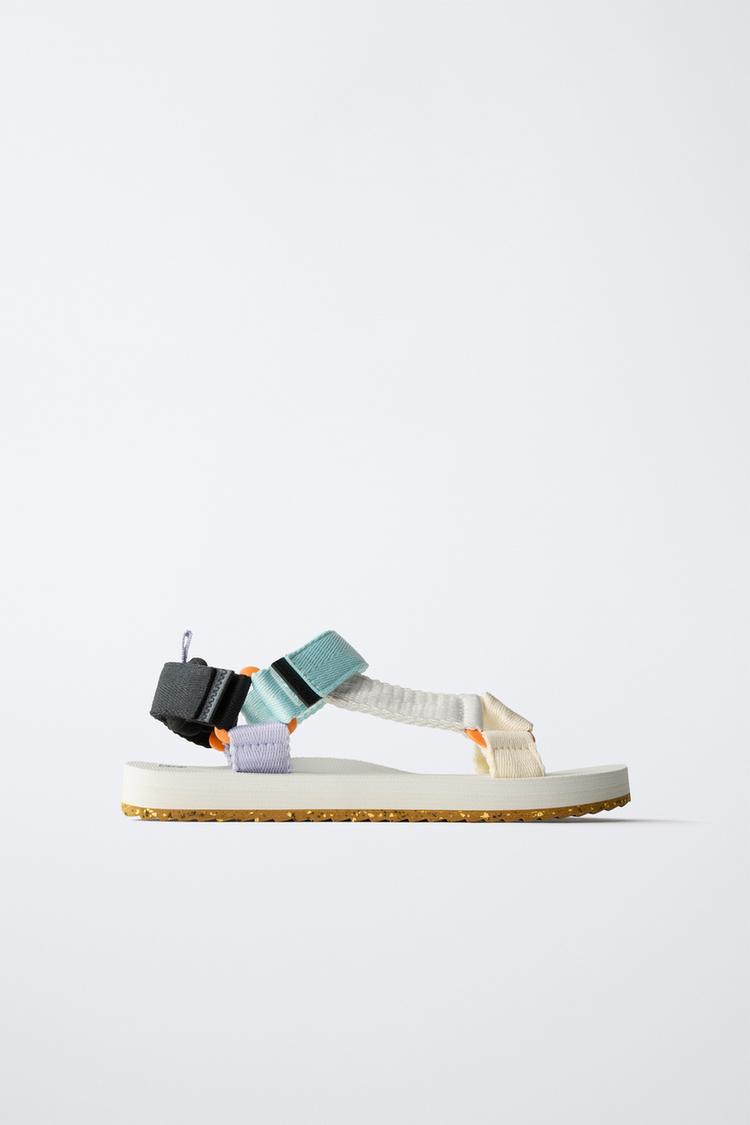 Sandalias Zara Embellished Mujer Blancas Con SANDALIA PLANA