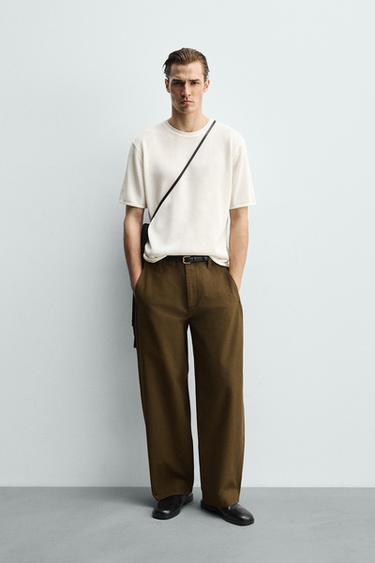 Zara VISCOSE BLEND KNIT T-SHIRT - Oyster-white - Image 0