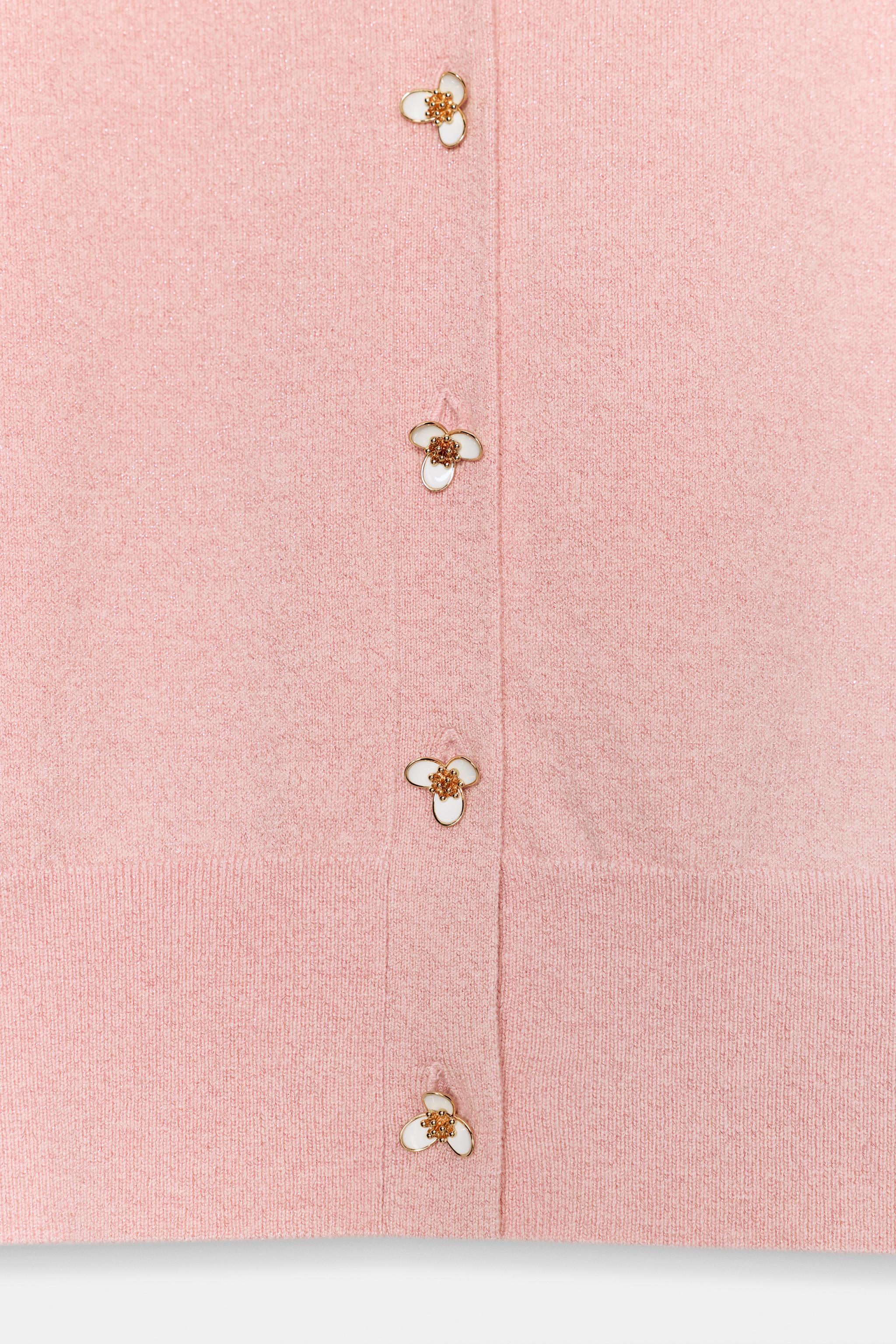 GILET EN MAILLE À BOUTONS FLEUR