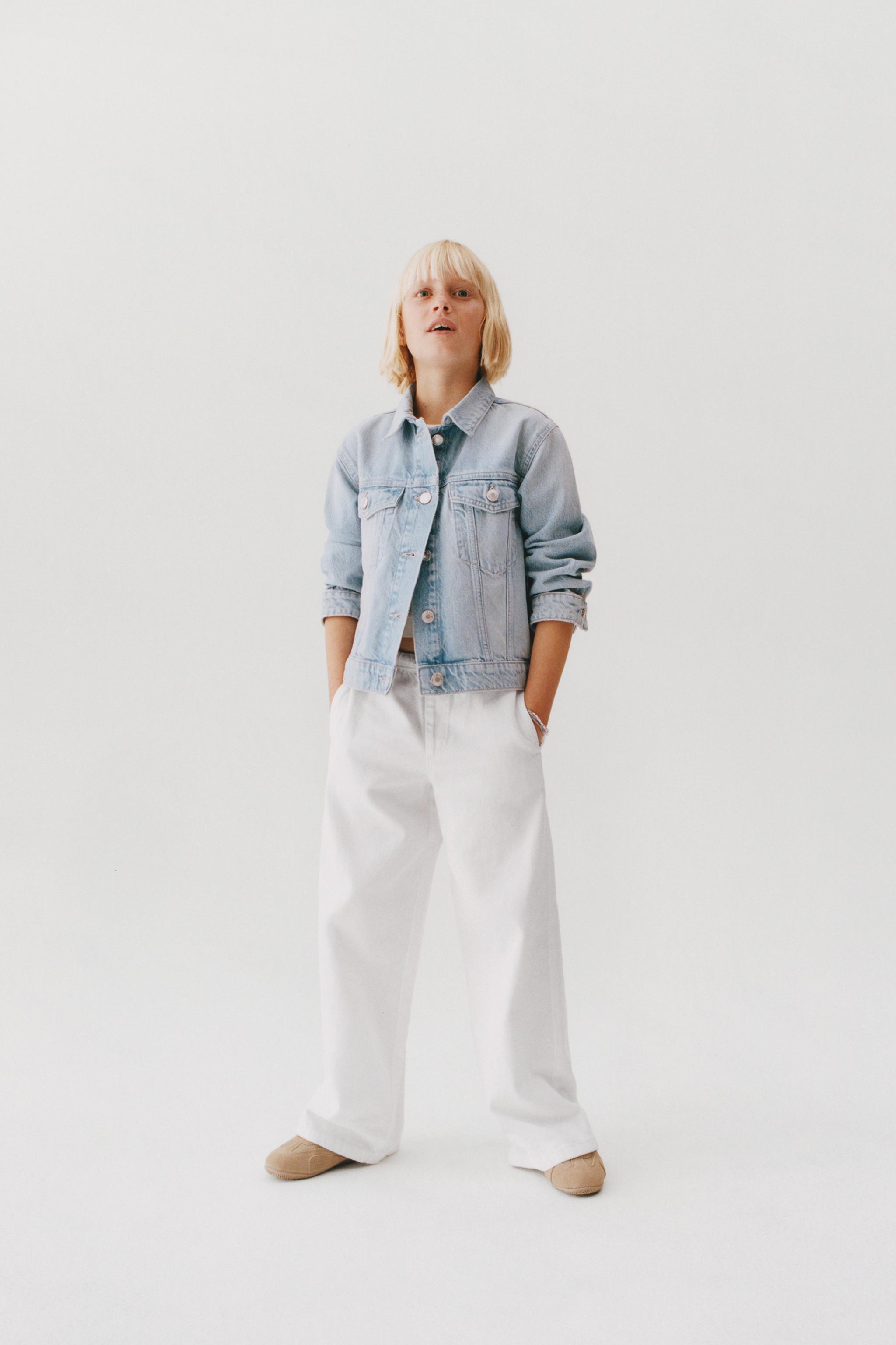 ワイドレッグドローストリングデニムパンツ - グレー | ZARA