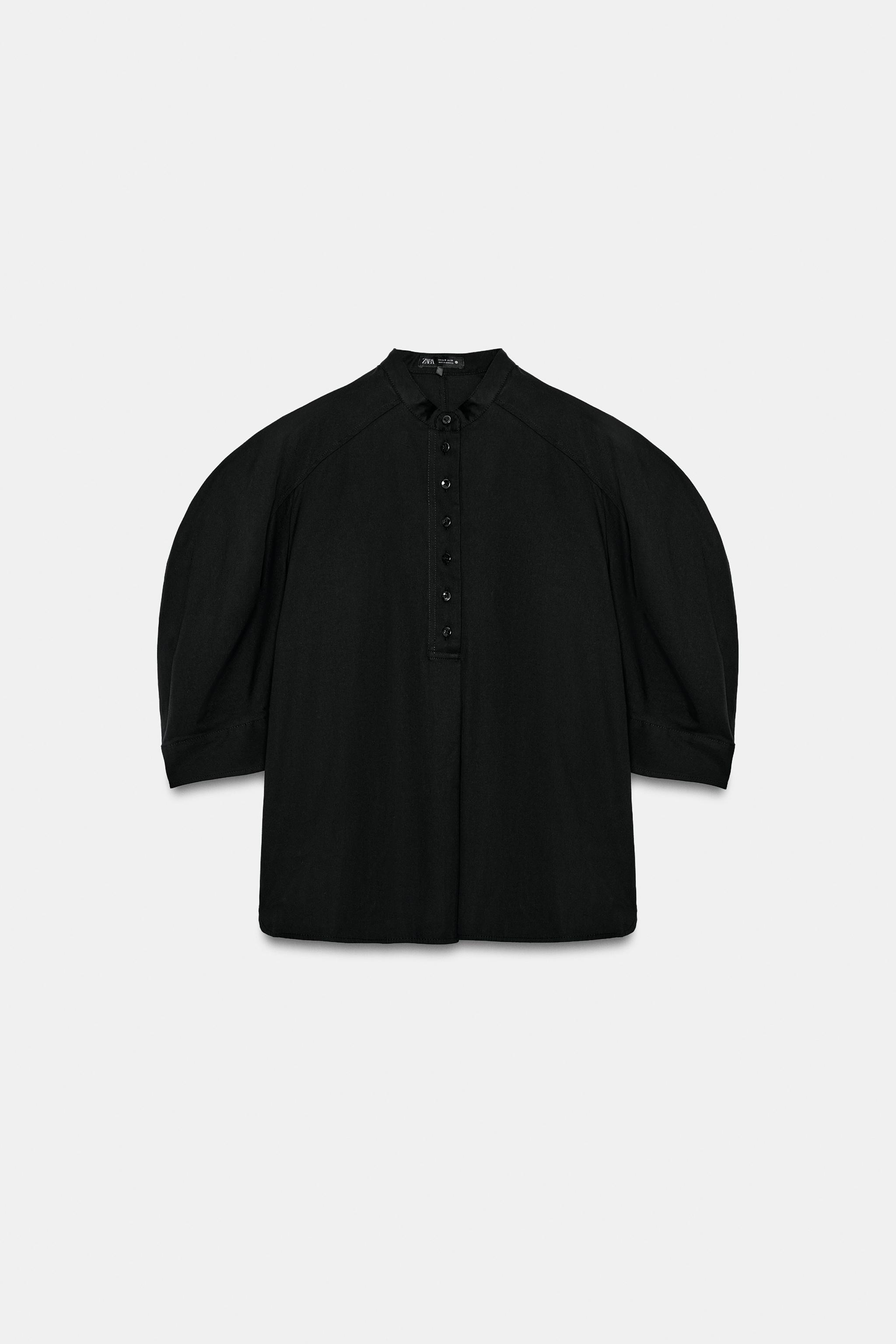 ZW COLLECTION パフスリーブシャツ - ブラック | ZARA Japan / 日本