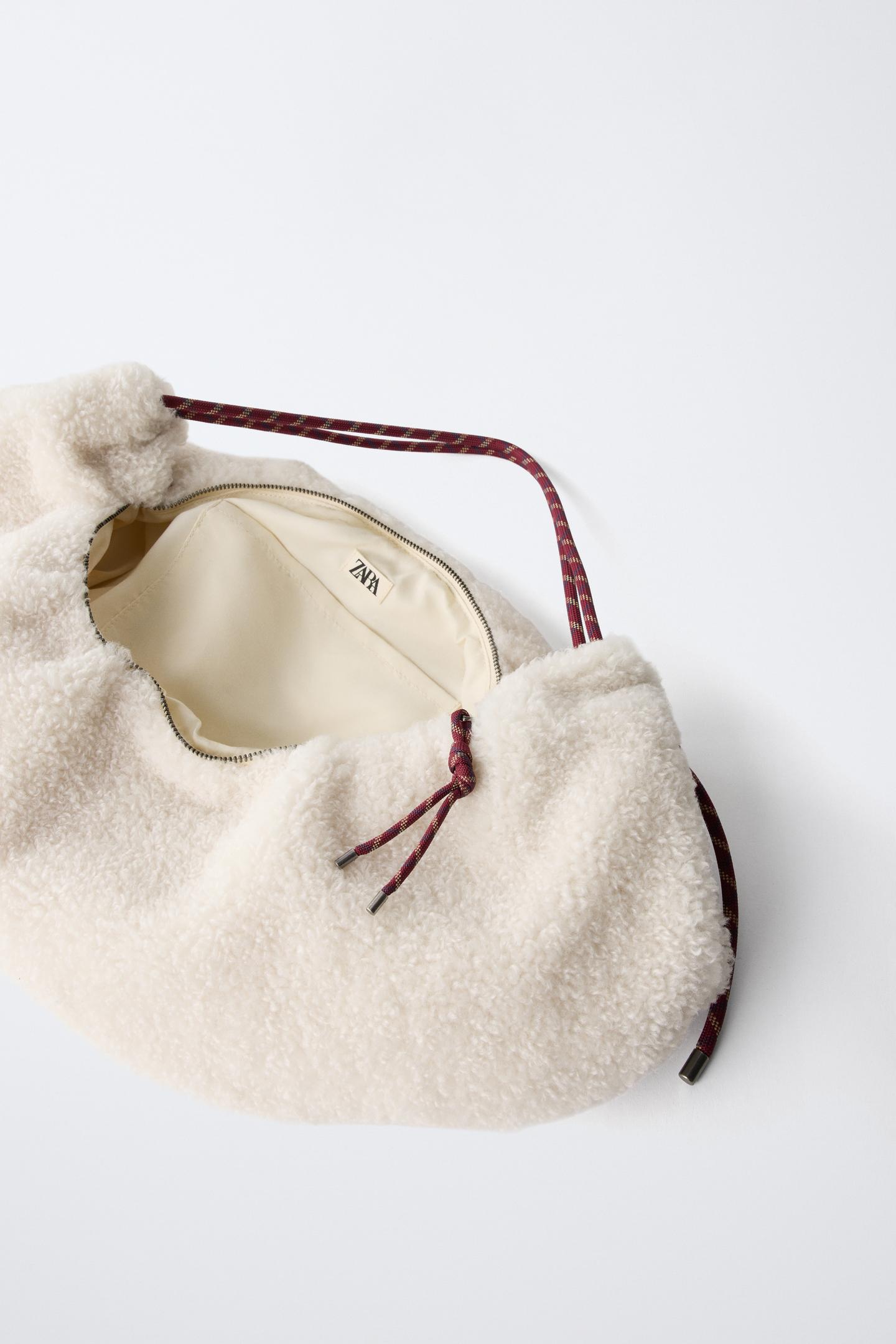 Детская сумка Zara Faux-Shearling Crossbody, цвет: Молочный белый — фото 4