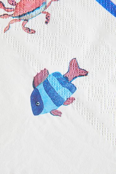 LOT 20 SERVIETTES DE TABLE PAPIER POISSONS - Bleu de Zara - Image 3
