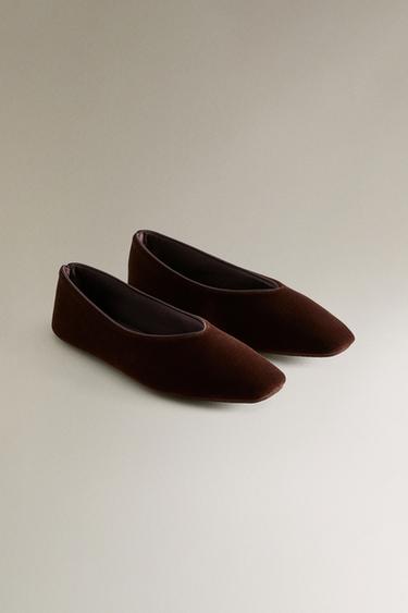 BALLERINES VELOURS - Marron de Zara - Image 1