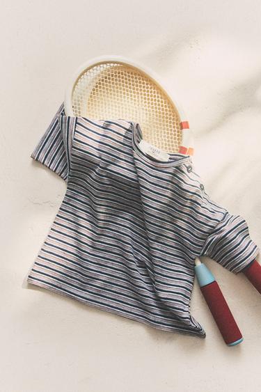 T-SHIRT DE PLAGE ENFANT RAYURES - Bleu de Zara - Image 4