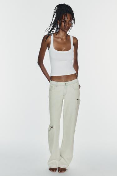 JEANS TRF WIDE LEG SHTRAT I ULËT ME TË ÇARA - E kaltër e hapur nga Zara