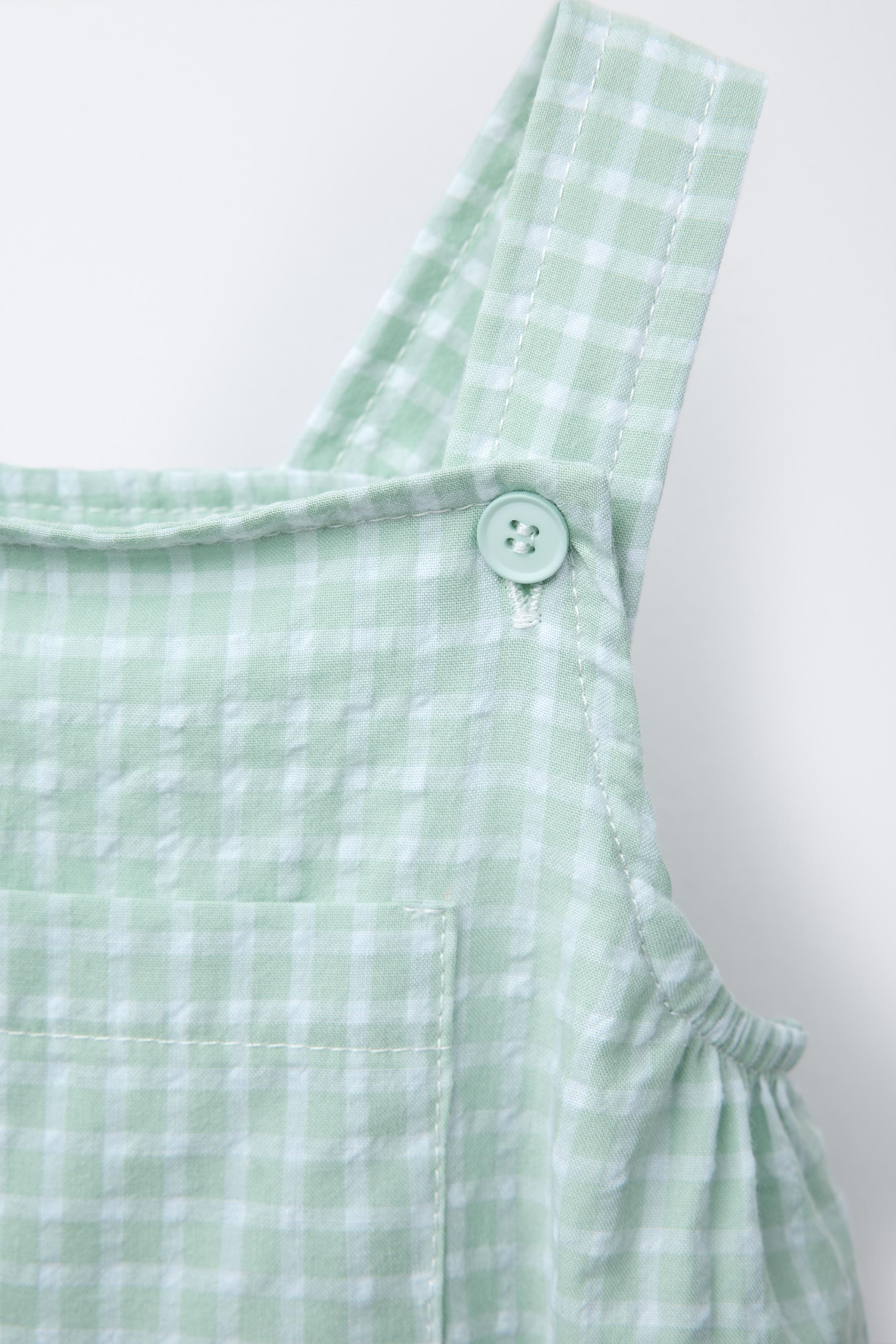 GINGHAM ROMPER - Sea green | ZARA Canada