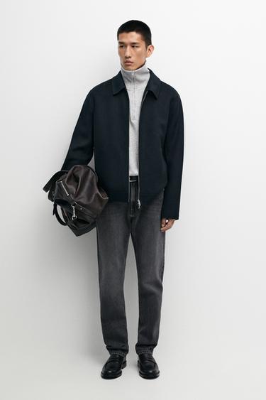 Zara Wool blend zip-up jacket - Deep blue