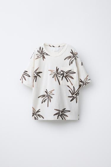 PALM TREE PRINT T-SHIRT - Ecru by Zara - Image 0