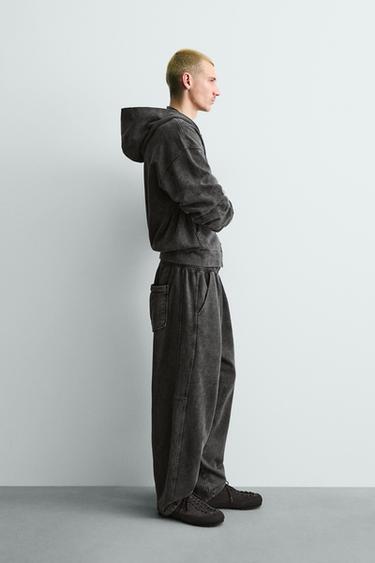 PANTALÓN JOGGER BALLOON FIT LAVADO - Antracita oscuro de Zara