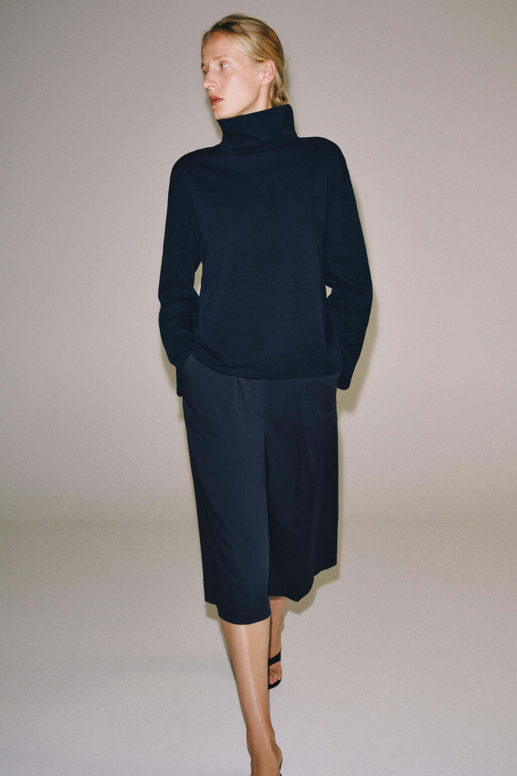 Zara ZW COLLECTION PLİSELİ BERMUDA görsel 4