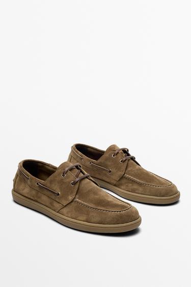 Soft leather boat shoe — taupe brown 2
