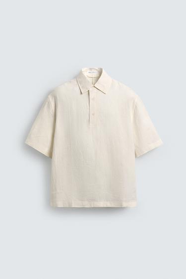 Zaras BOXY FIT-SKJORTA I 100% LINNE - Naturfärg