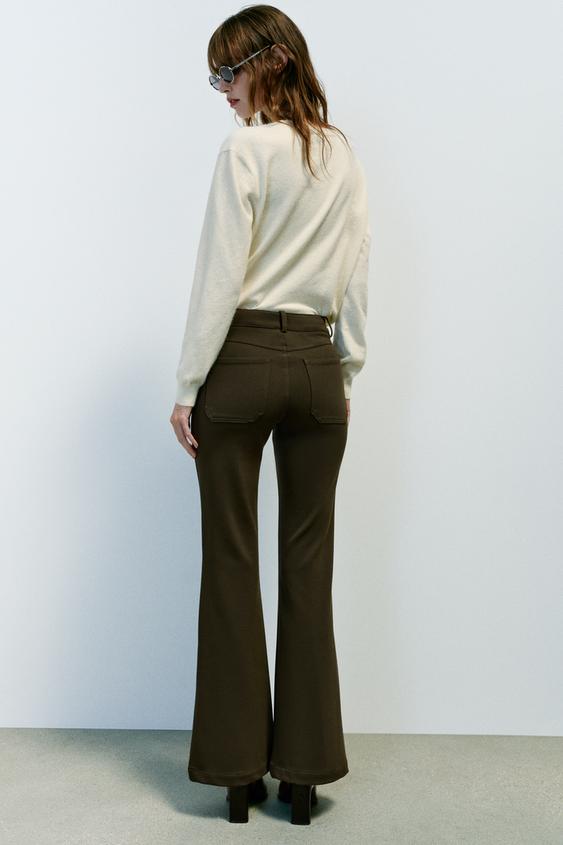 FLARE TROUSERS - Dark khaki by Zara - Image 3