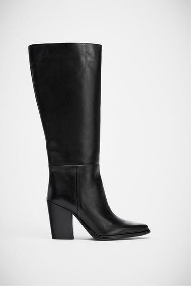 BOTA PIEL COWBOY - Negro de Zara