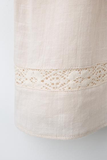 ROBE BRODÉE POINT DE CROIX - Écru de Zara - Image 3