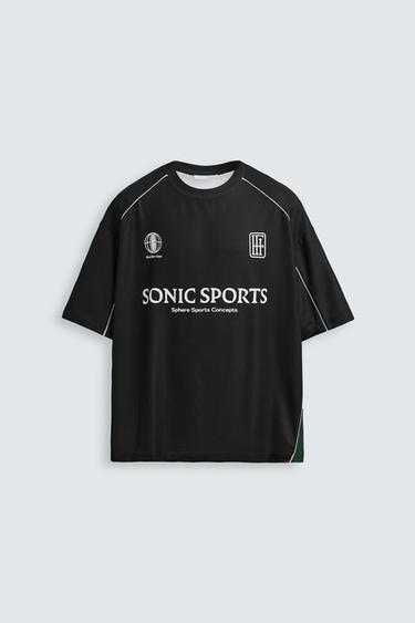 RETRO FOOTBALL TECHNICAL T-SHIRT - Black by Zara