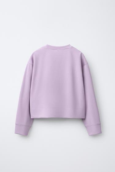 SWEATSHIRT WITH MODAL SLOGAN - Mauve by Zara - Image 1
