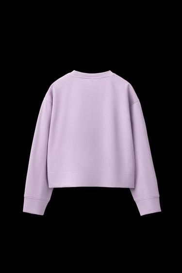 SWEATSHIRT WITH MODAL SLOGAN - Mauve by Zara