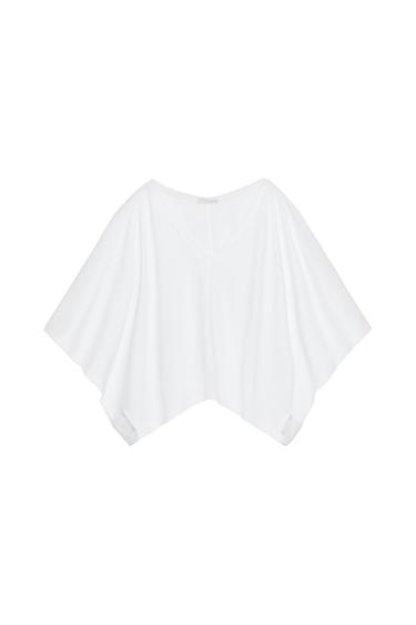 COTTON CAPE T-SHIRT - White by Zara