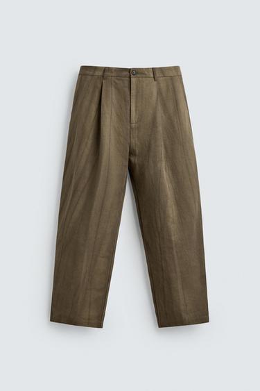 Zara TIE-DYE PRINT PLEATED PANTS - Beige