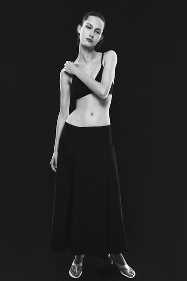 ZW COLLECTION BOX PLEAT MIDI SKIRT - Black by Zara