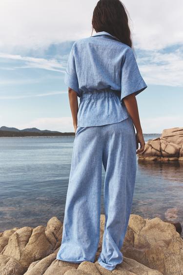 CHEMISE SAFARI AVEC LIN - Bleu de Zara - Image 3