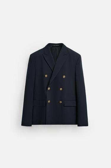 Zara DOUBLE BREASTED BLAZER - Dark navy